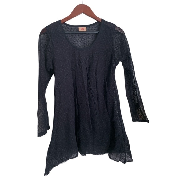Vintage Tulip Dress Size Small Netting Mesh Black Dress See-Through Cover Up - Picture 1 of 6